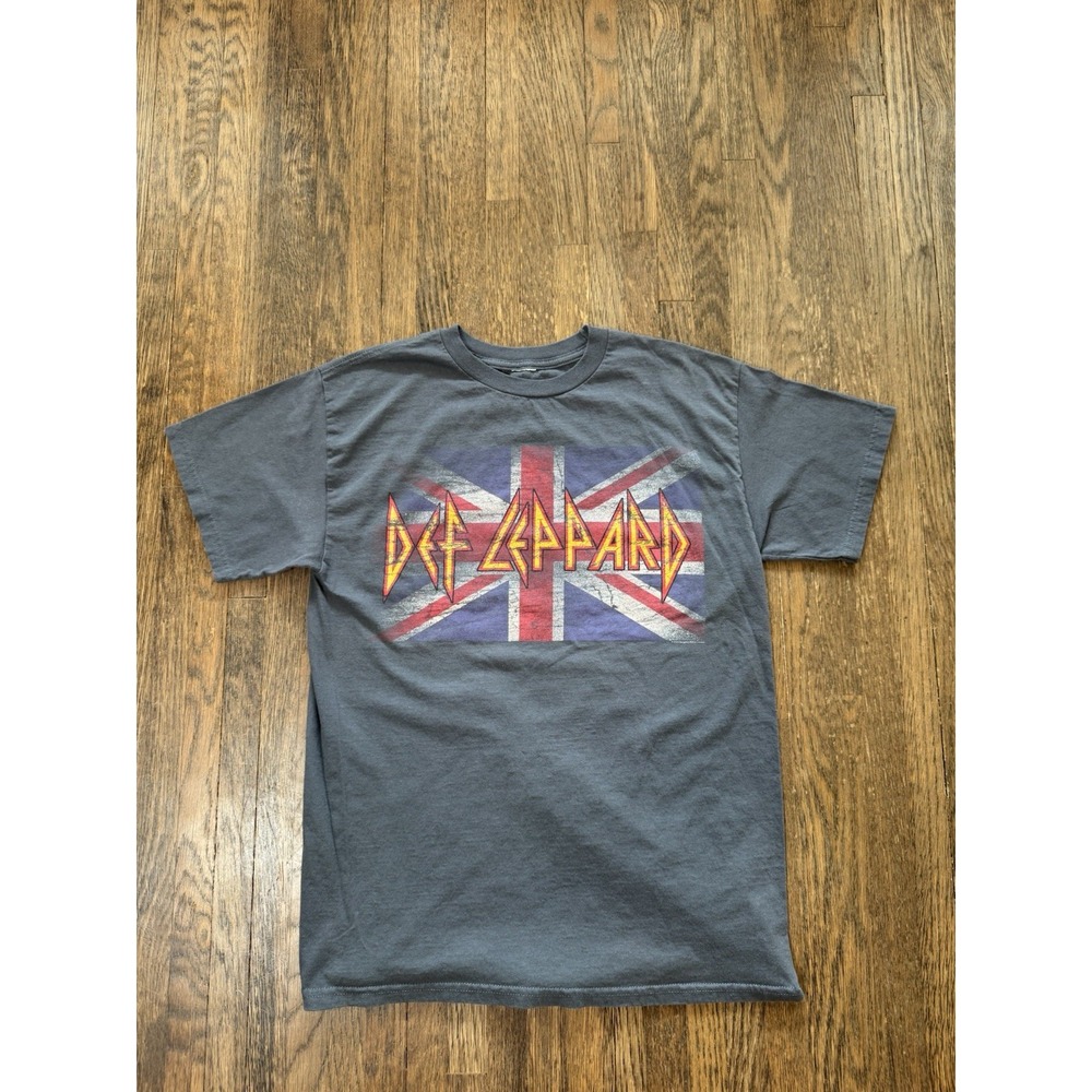 Vintage 2006 Def Leppard UnionJack Band Graphic T-Shirt Charcoal Grey Y2K Rock S